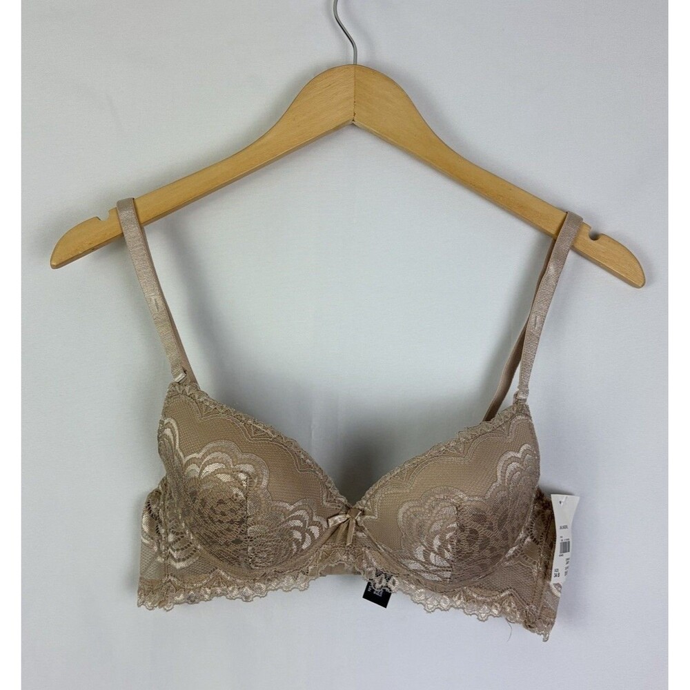 NWT Rene Rofe Nude Lace Extreme Push Up Underwire Bra Size 34B
